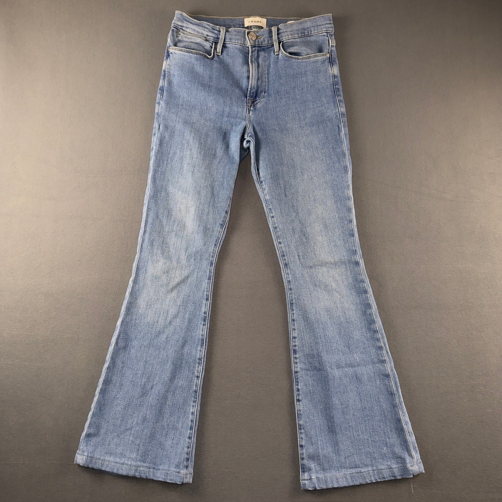 Frame Le High Flare Jeans Womens 28 Light Wash Blue Denim High Rise Retro Style‎